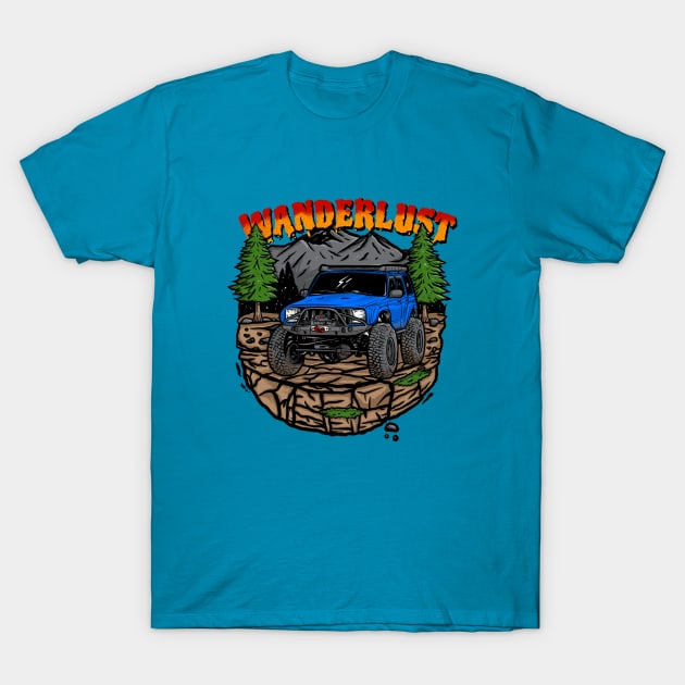 Wanderlust Jeep Holiday - Blue T-Shirt by 4x4 Sketch